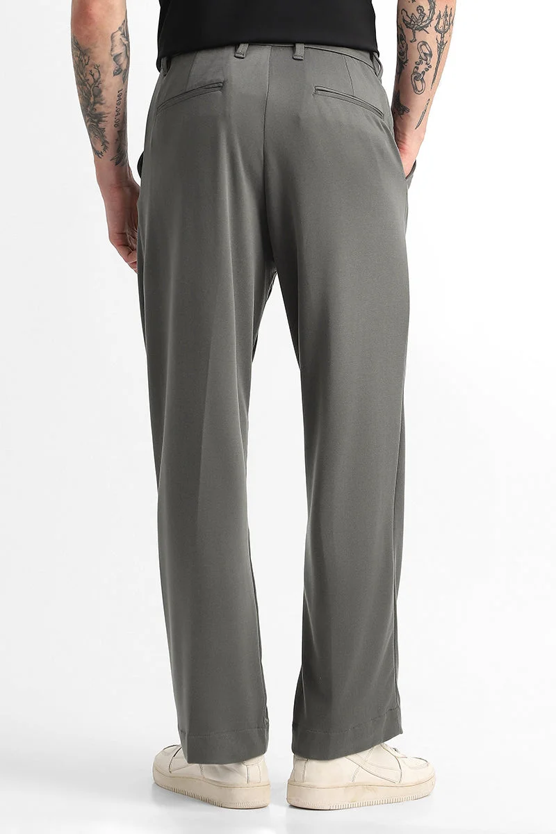Snitch Grey Loose Fit Stretch Trousers for Men | Best Price UAE